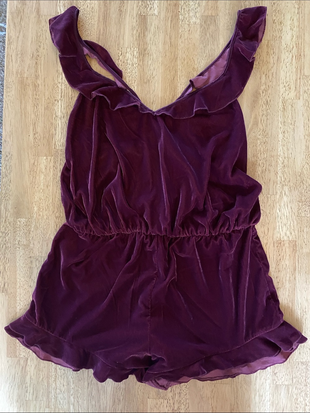 Victoria's Secret Crushed Velvet Wine Burgundy Romper
